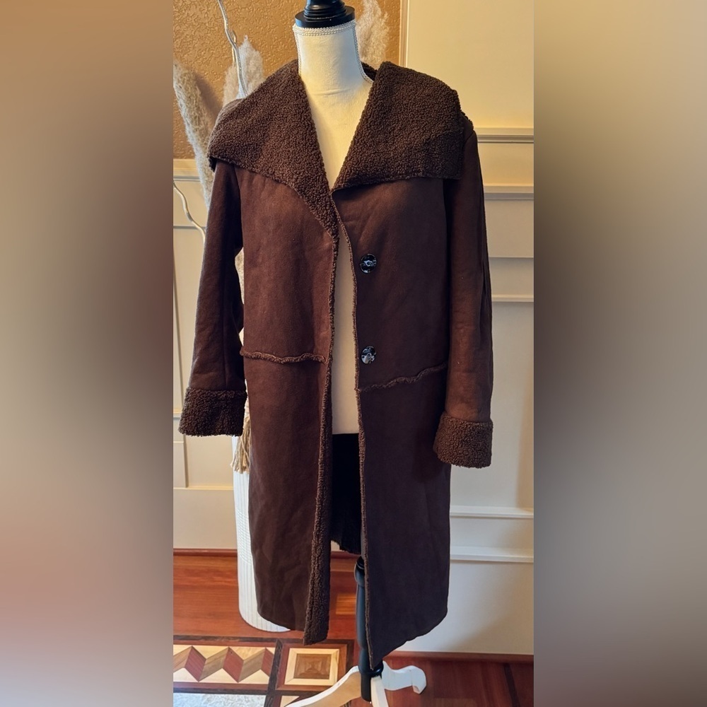 Anthropology Solitaire Dark Brown Teddy Jacket Women